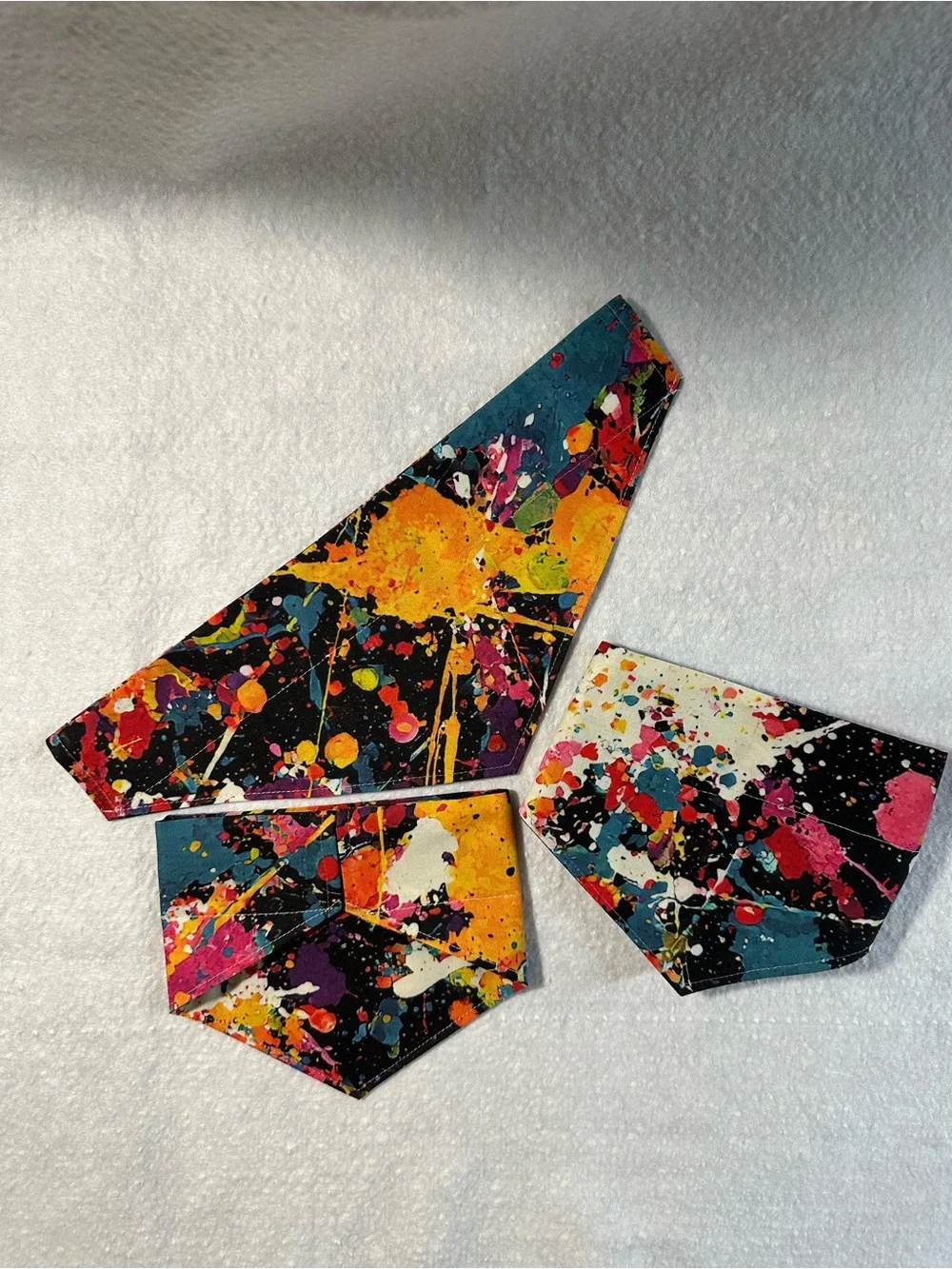 Handmade Critter Cape Bandana Paint Splash - Black Multi